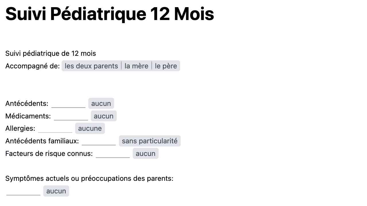 Suivi Pédiatrique 12 Mois