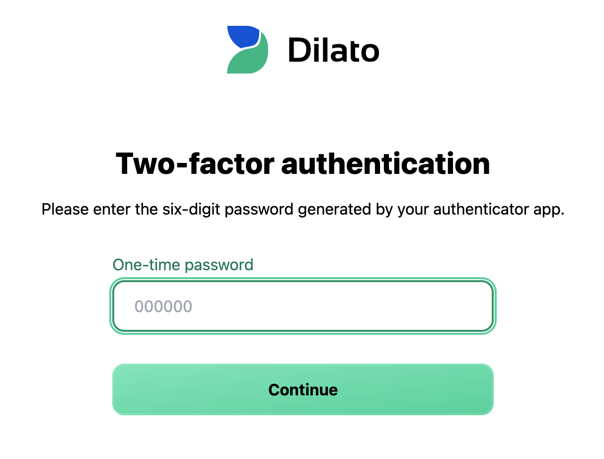 Login with MFA in Dilato